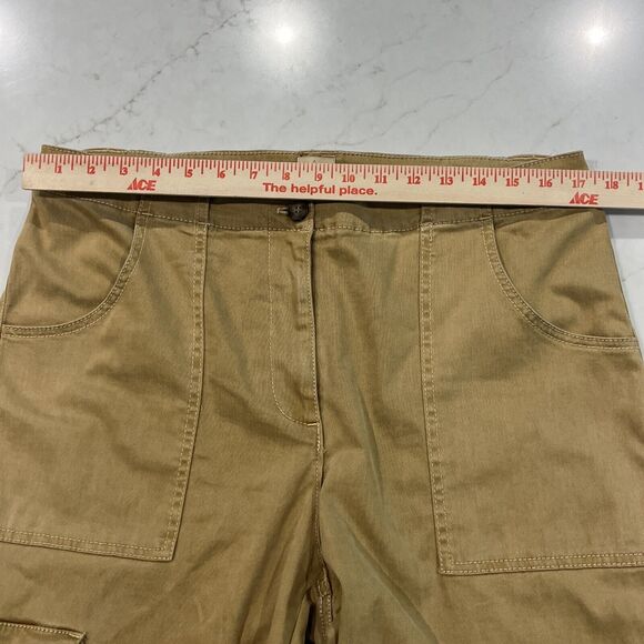 Joie Wide Leg High Waist Pants Sz 14 Cargo Pocket Tan Tencel Cotton Stretch - Picture 9 of 14